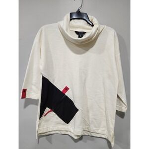 Ali Miles NWT Women's PS Tunic Top Cowl Neck Abstract Artistic Design On Front